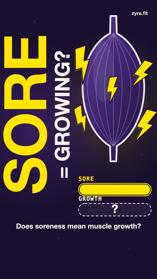 Opening frame of the Zyra film "Does soreness mean muscle growth?"
