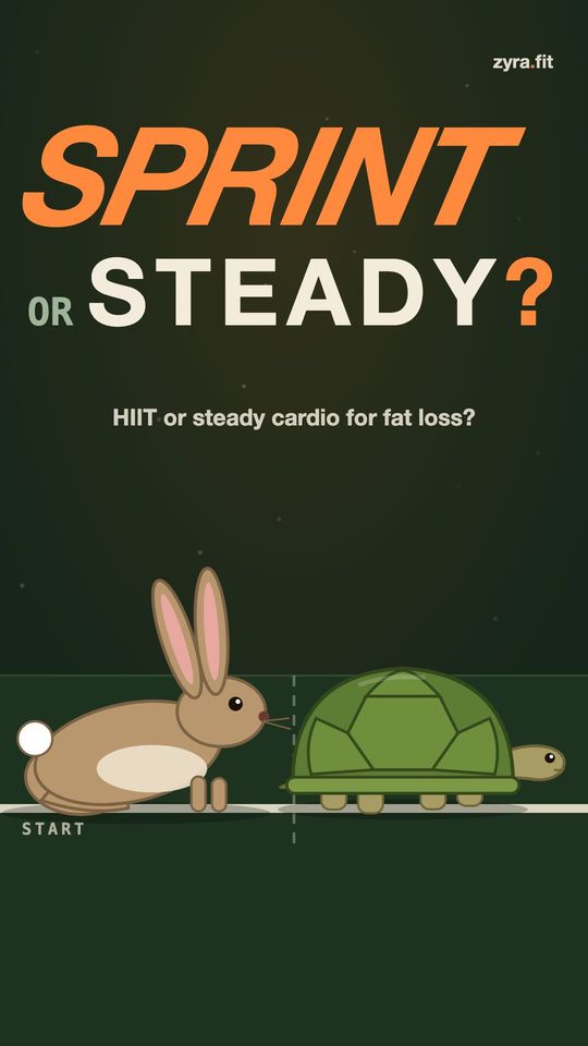 Opening frame of the Zyra film "HIIT or steady cardio for fat loss?"